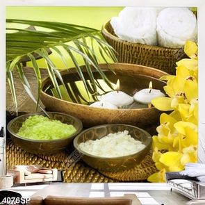 Tranh nến và hoa trang trí spa