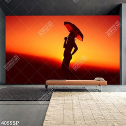 Tranh hoàng hôn đỏ rực