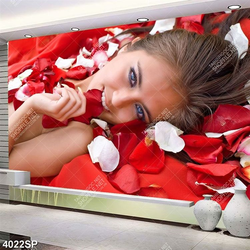 Tranh người đẹp nằm trên những cánh hoa hồng