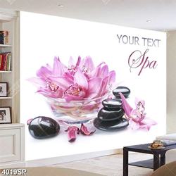 Tranh hoa lan và đá đen trang trí spa