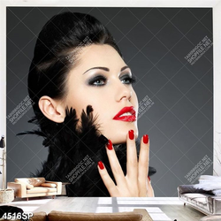 Tranh spa mã số 4516 cô gái có đôi môi đỏ mọng