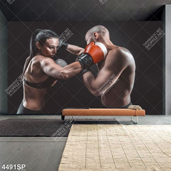 Tranh cặp đôi tập boxing