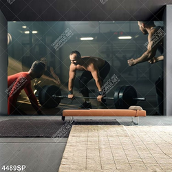 Tranh phong gym chàng trai đẩy tạ