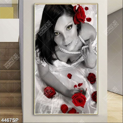 Tranh cô dâu và hoa hồng