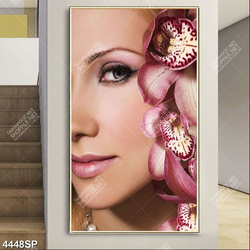 Tranh người đẹp và hoa lan