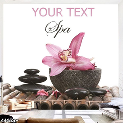 Tranh hoa lan và đá đen treo tường spa