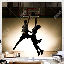 Tranh hai thanh niên chơi bóng rổ