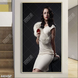 Tranh người đẹp mặc váy trắng