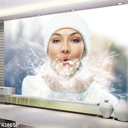 Tranh cô gái thổi bông tuyết trắng