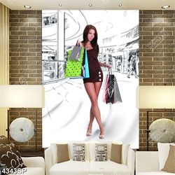 Tranh cô nàng thích mua sắm