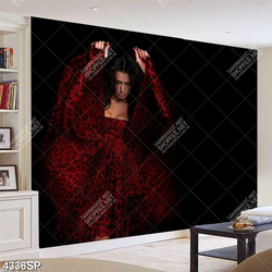 Tranh cô gái mặc váy đỏ