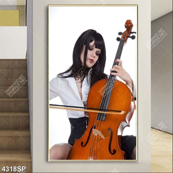 Tranh cô gái đánh đàn violon