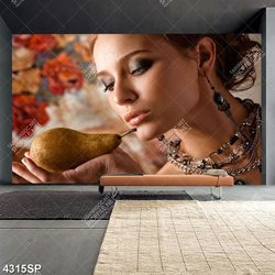 Tranh người mẫu và trái lê