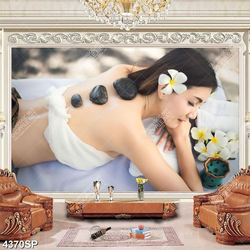 Tranh ngưởi đẹp nằm thư giãn đá nóng