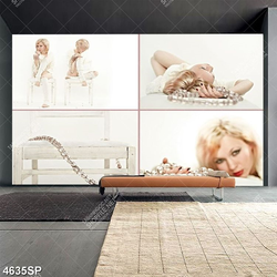 Tranh ghép cô gái và chuỗi hạt