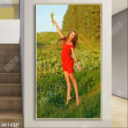 Tranh cô gái mặc váy đỏ