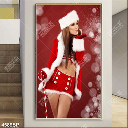 Tranh người mẫu mặc trang phục noel
