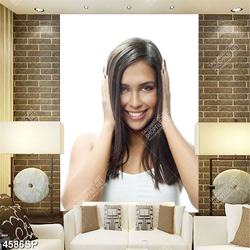 Tranh cô gái trẻ cười rạng rỡ