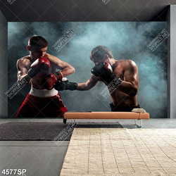 Tranh hai võ sỹ tập boxing