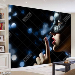 Tranh gương mặt cô gái đeo mặt nạ