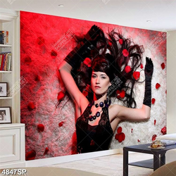 Tranh người đẹp nằm trên thảm lông