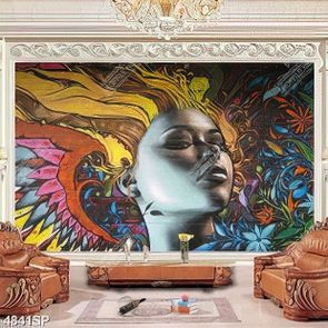 Tranh gương mặt cô gái nghệ thuật file psd