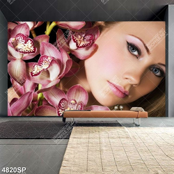 Tranh spa mã số 4820 cô gái bên cành hoa lan