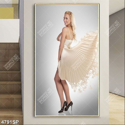 Tranh cô gái mặc váy trắng xinh đẹp