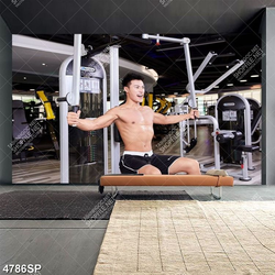Tranh phong gym chàng trai tập luyện thể thao