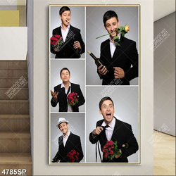 Tranh ghép chàng trai cầm hoa hồng