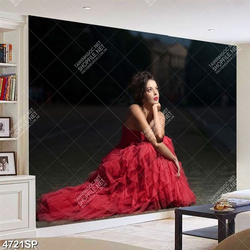 Tranh người đẹp mặc váy đỏ