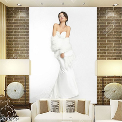 Tranh người đẹp mặc váy trắng