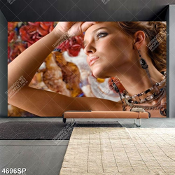 Tranh cô gái trẻ xinh đẹp treo tường spa