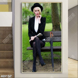 Tranh cô gái ngồi ghế công viên