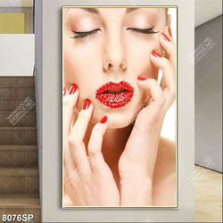 Tranh người đẹp có đôi môi đỏ SP8076