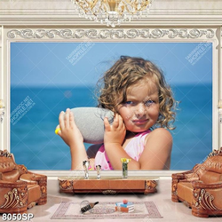 Tranh cô bé bưng cục đá