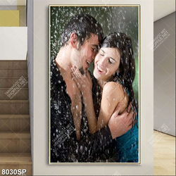 Tranh cặp đôi bên nhau dưới mưa SP8030