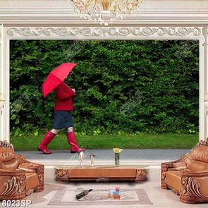 Tranh cô gái chê chiếc ô đỏ SP8023