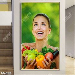 Tranh cô gái ôm trái cây tươi SP7643