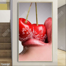 Tranh đôi môi cắn cherry