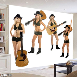 Tranh cô gái xinh đẹp cầm đàn ghita