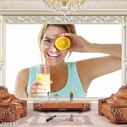 Tranh cô gái uống nước cam SP7908