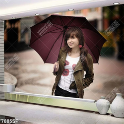 Tranh cô gái đứng che ô SP7885