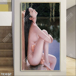 Tranh vẽ thiếu nữ khỏa thân nghệ thuật SP7836