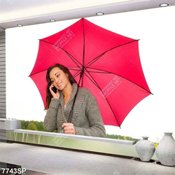 Tranh cô gái che chiếc ô đỏ SP7743