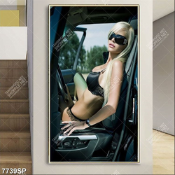 Tranh người đẹp trong xe ô tô SP7739