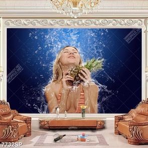 Tranh cô gái cầm trái thơm