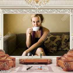 Tranh người đẹp uống trà SP7682