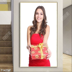 Tranh cô gái mặc váy đỏ SP7142