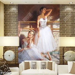 Tranh vẽ hai diễn viên múa xinh đẹp SP7133